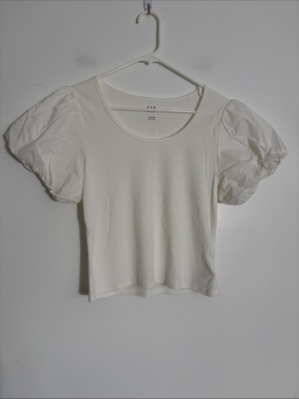 GAP Puff-Sleeve White Women’s Top Large Petite